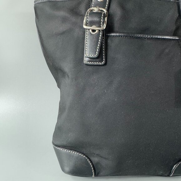 Vintage Coach # 4487 Black Microfiber Leather Trim Handbag - Picture 2 of 13